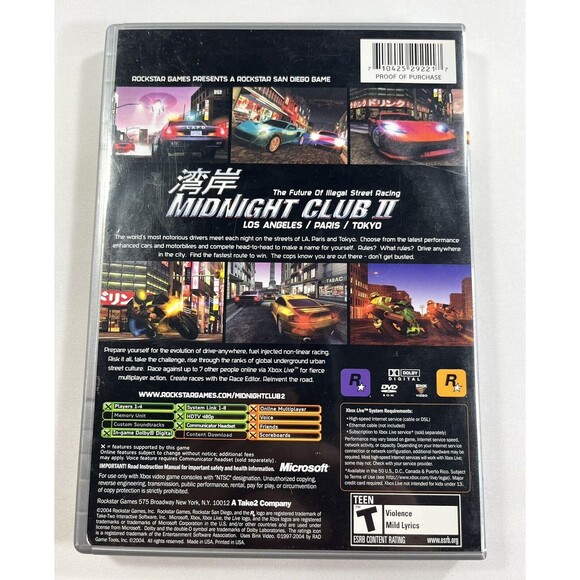 Midnight Club II 2003 Microsoft Xbox Platinum Hits Complete With Manual Tested - Picture 2 of 9